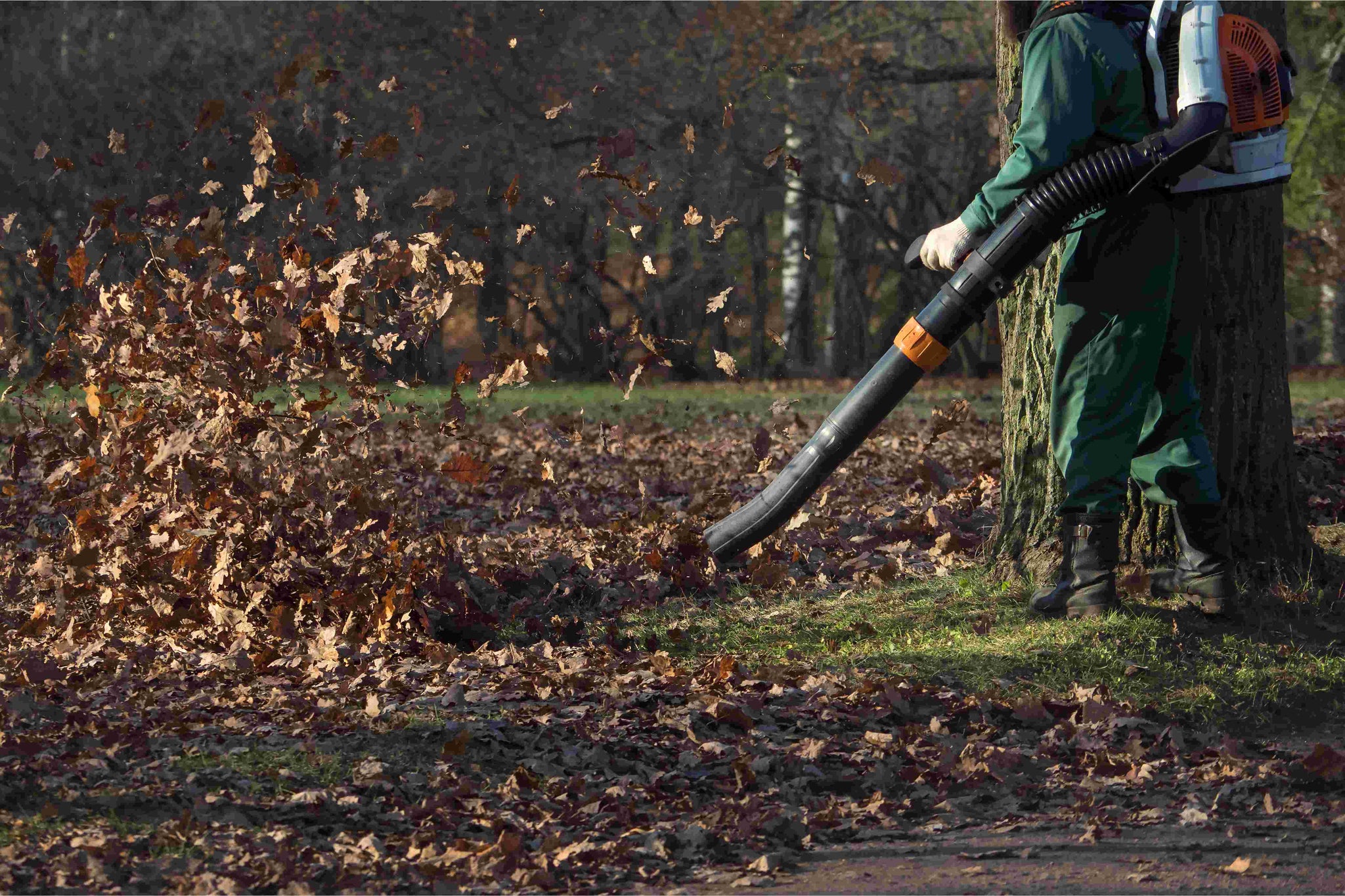 Leaf Blowing Commanders: Men's Domination Over Autumn Debris
