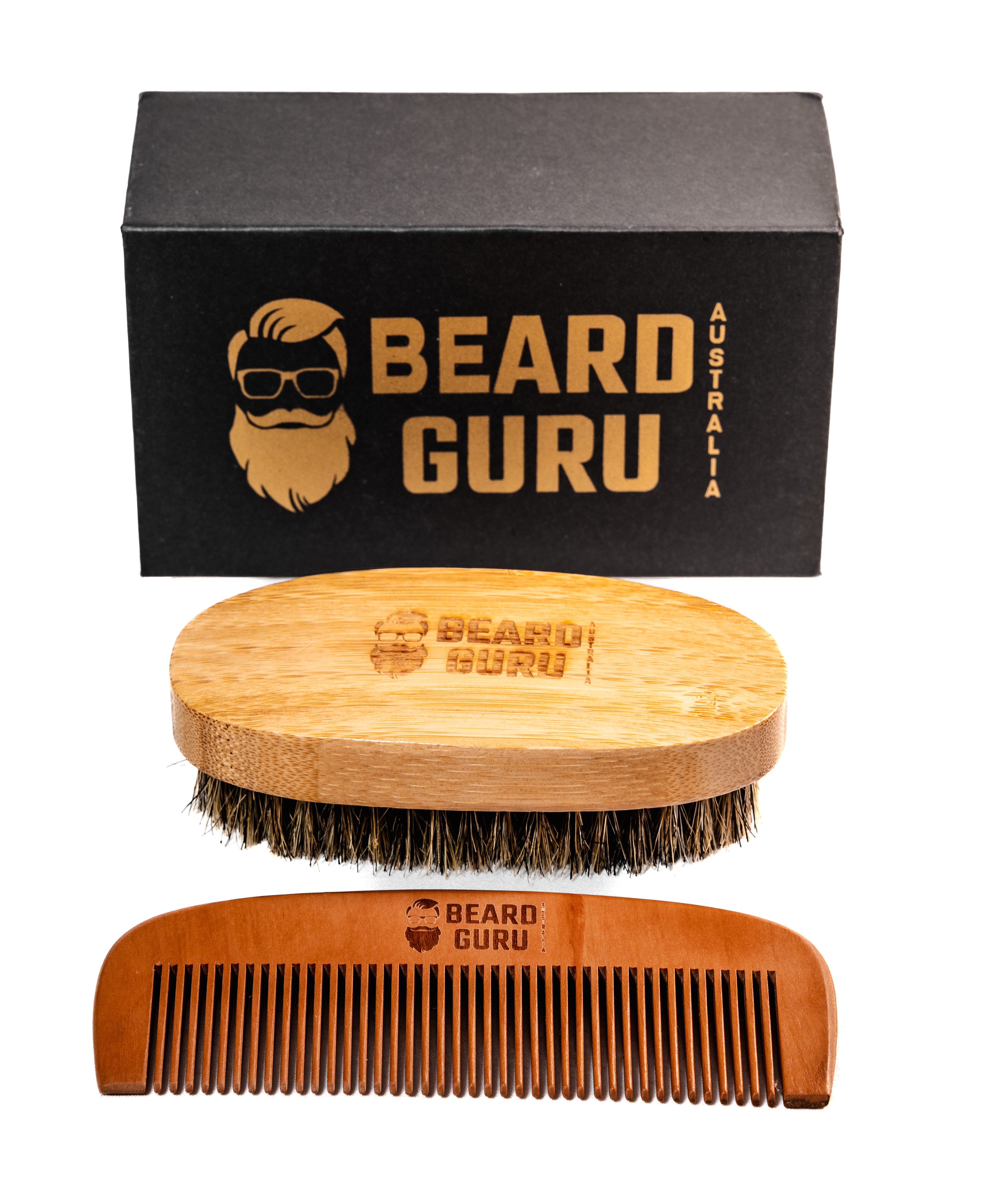 Beard Brush and Beard Comb Set - Bristle Brush